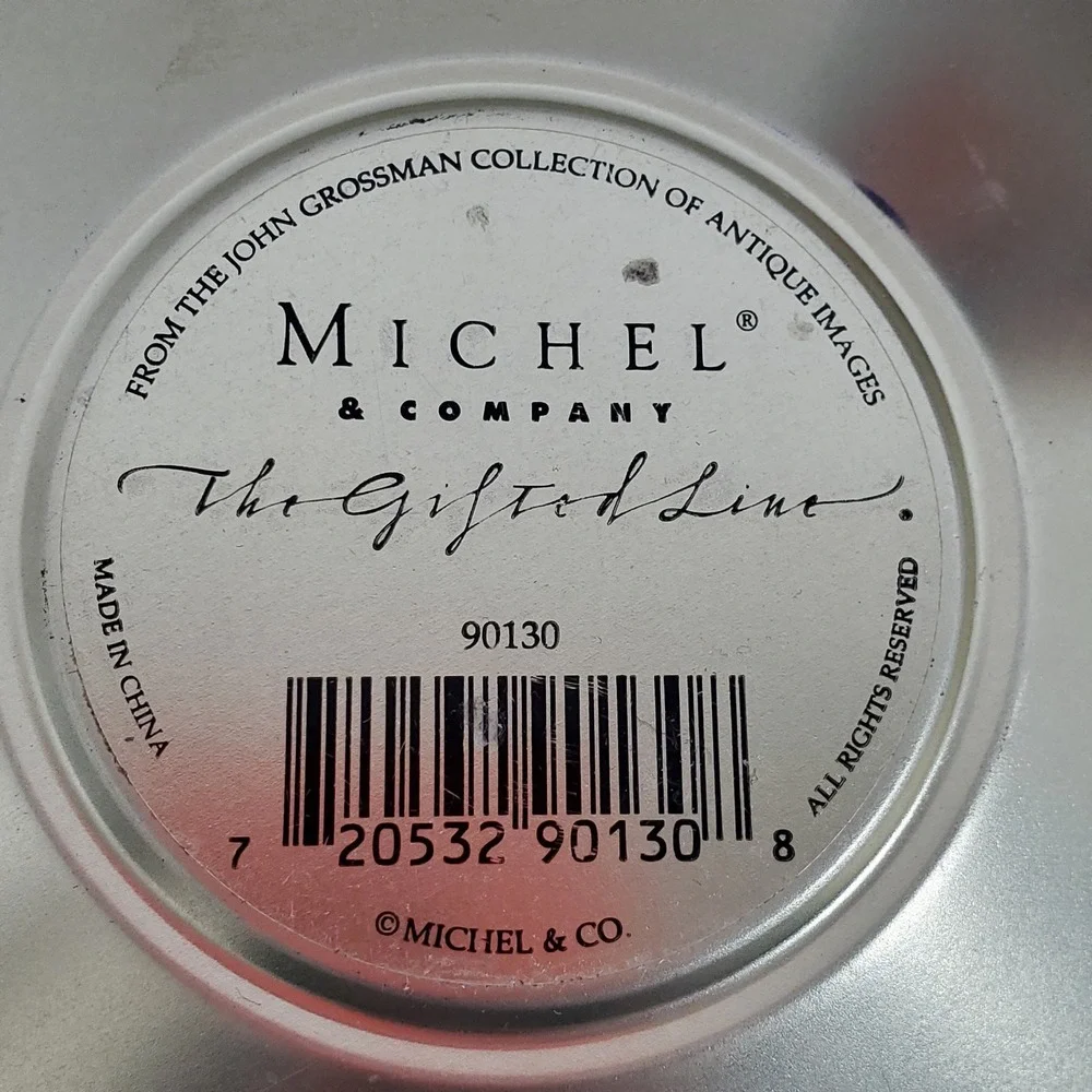 Michel & Company‎ Teacup Saucer Tin The Gifted Line Floral Butterfly Blue Gold